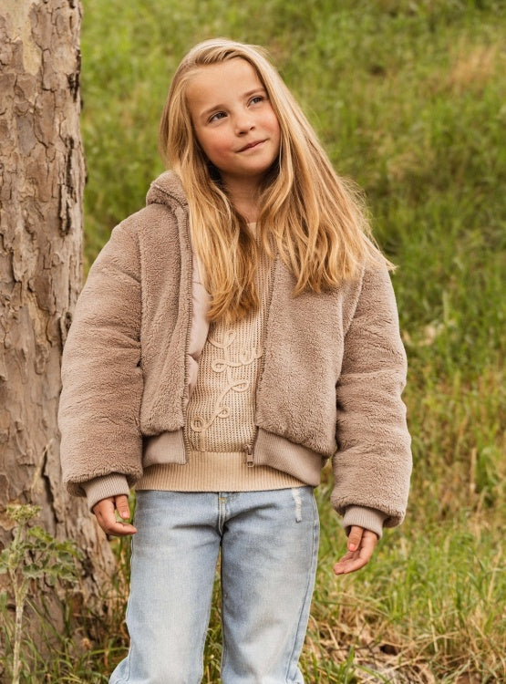LEVV omkeerbare winterjas meisje Reversible Jacket Dalicia Dark Sand (beige)