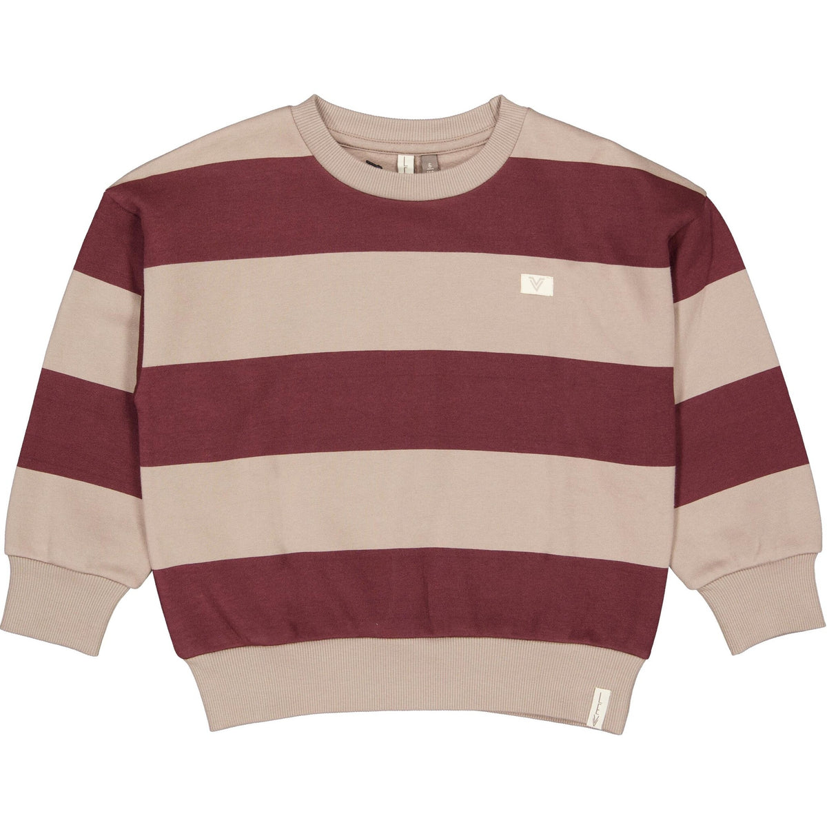 LEVV sweater jongen Dax AOP Grey Stripe (bordeaux gestreept)