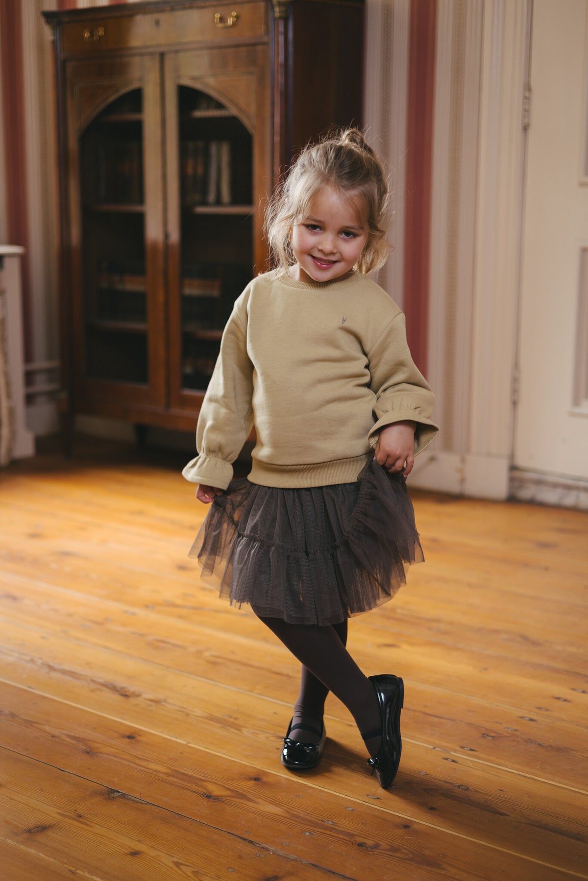 LEVV rok meisje Delores Dark Olive (donker olijfgroen)