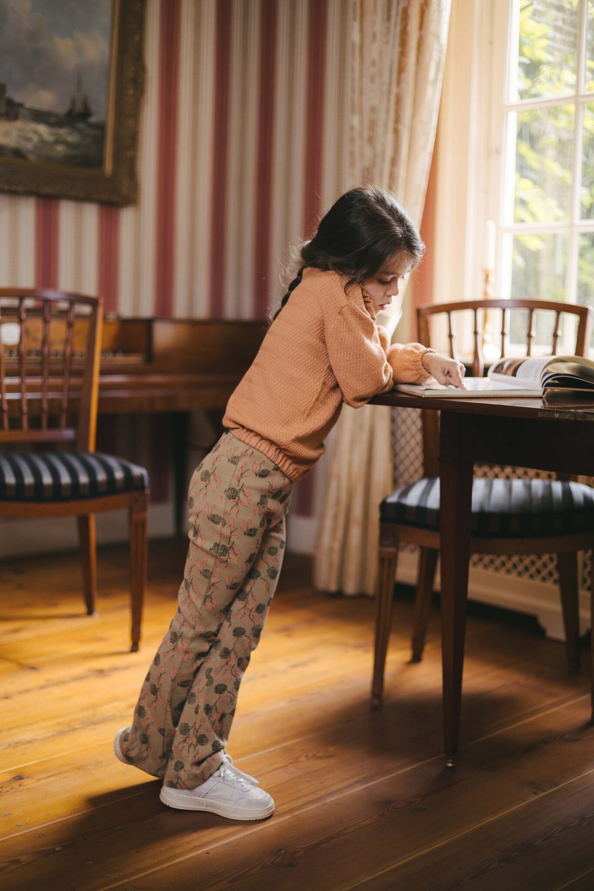 LEVV broek meisje Demi AOP Coral Flower (bloemenprint)