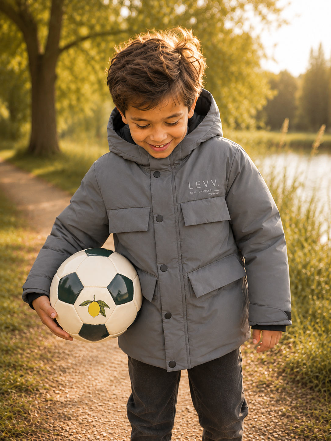 LEVV winterjas jongen Jacket Doug Soft Grey (lichtgrijs)