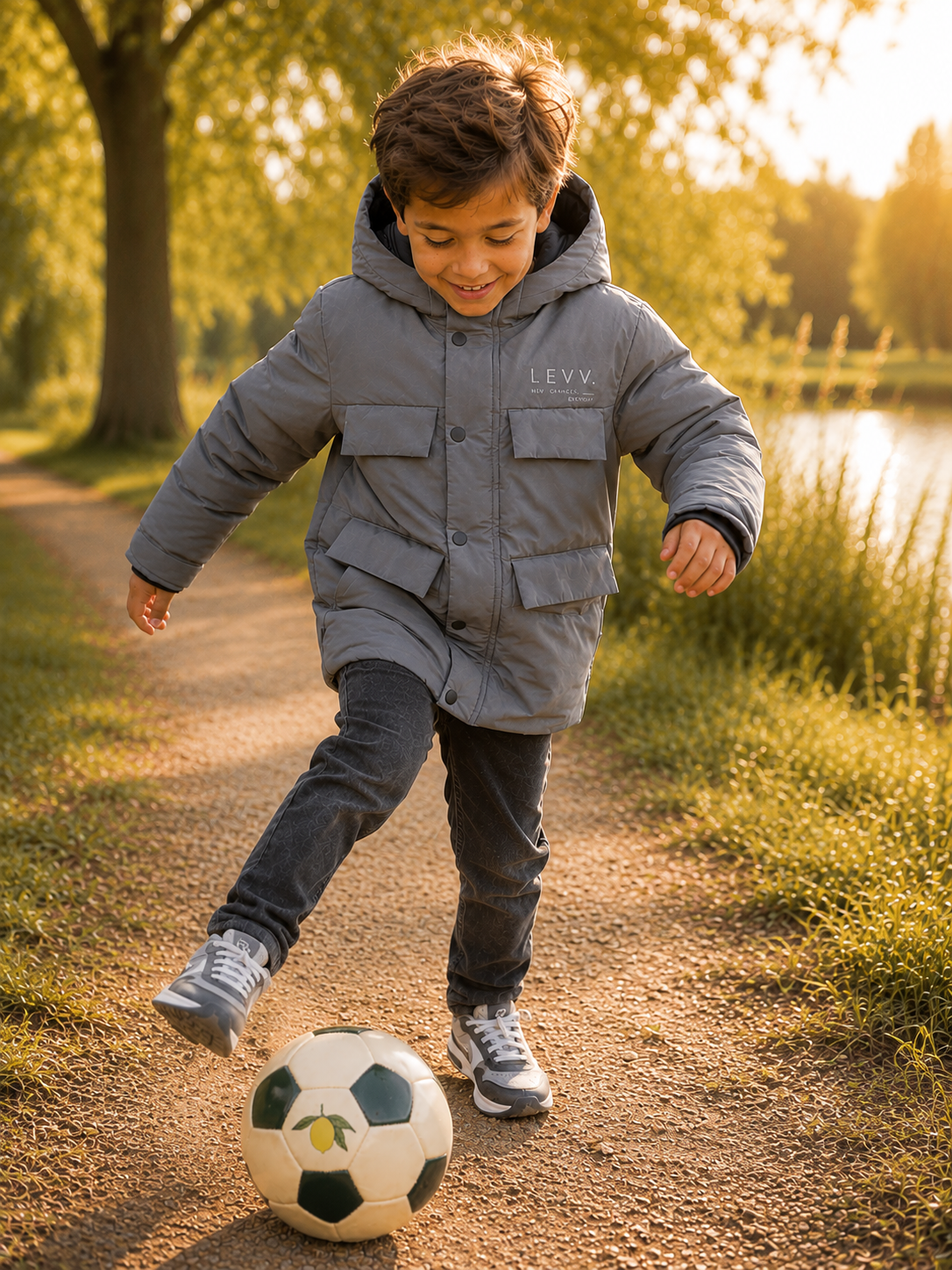 LEVV winterjas jongen Jacket Doug Soft Grey (lichtgrijs)