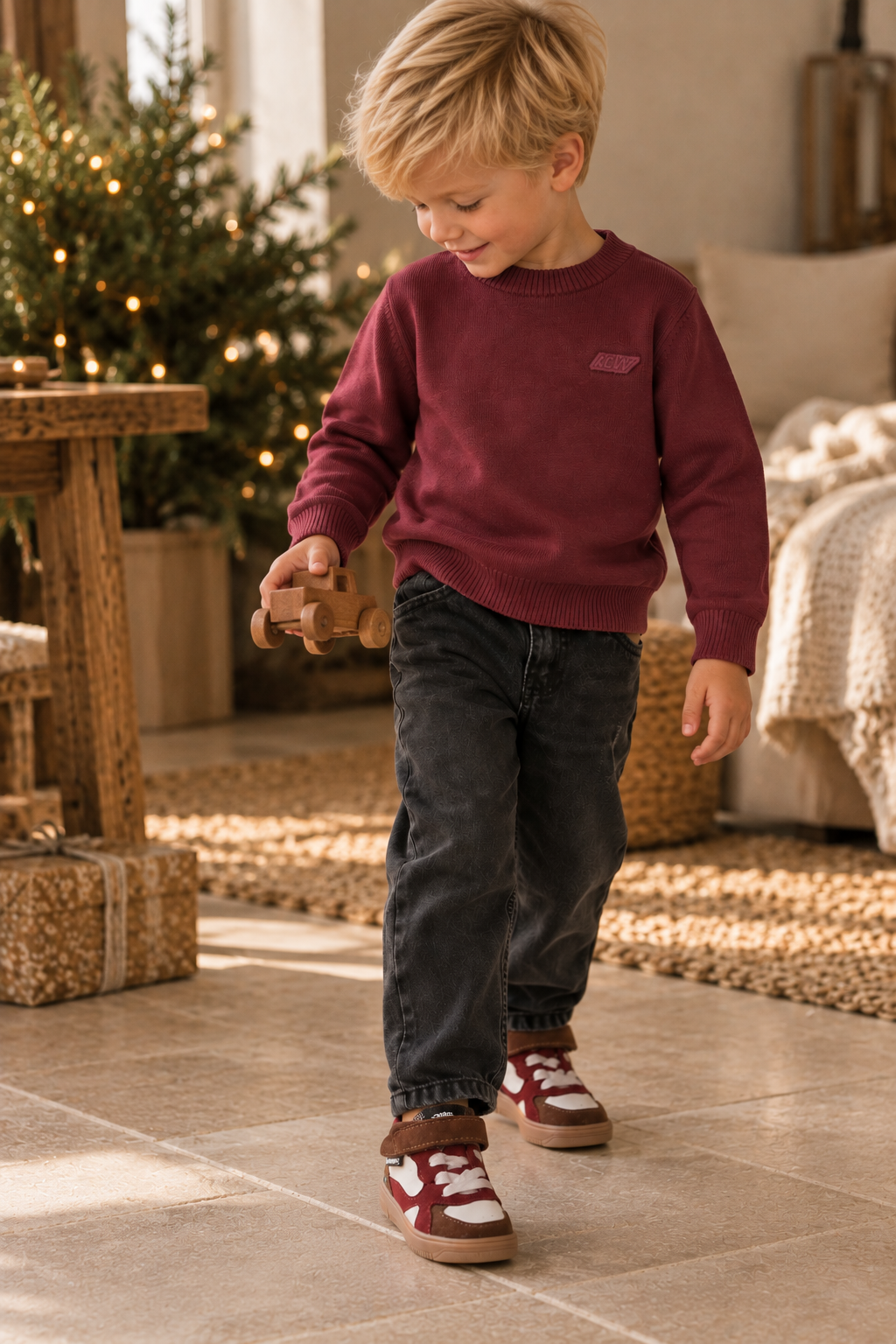 LEVV sweater jongen Devon Dark Red (donkerrood)