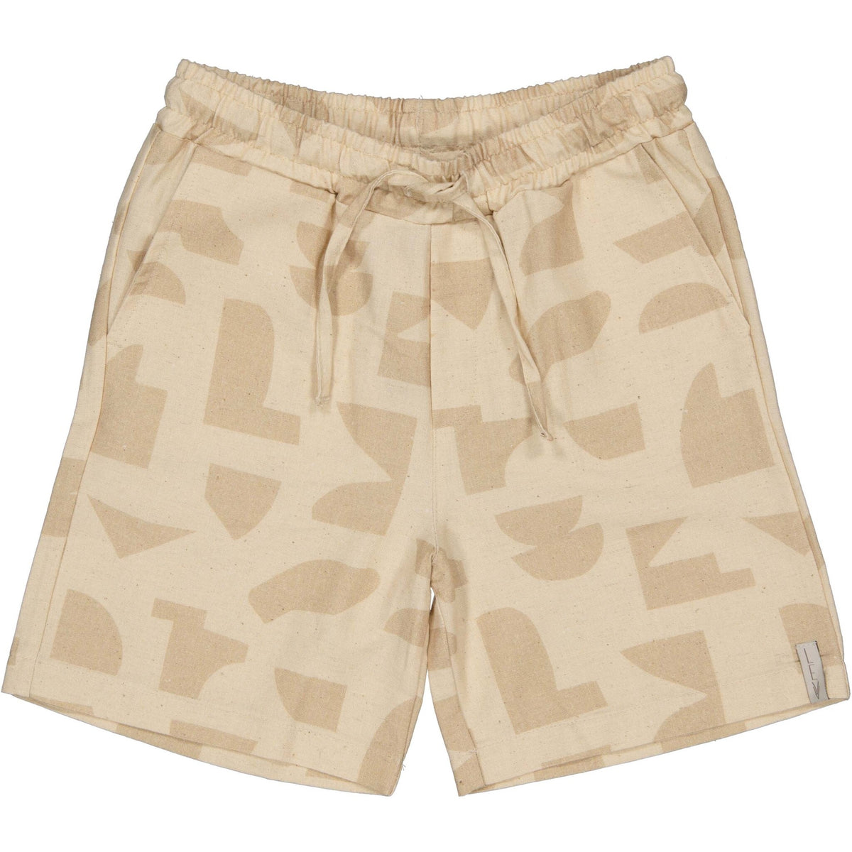 LEVV korte broek jongen Bouwe short AOP Sand Graphic zand met print