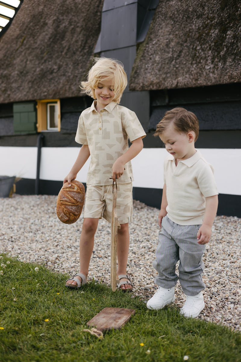 LEVV shirt jongen Bertus T-shirt AOP Sand Graphic zandkleur met print