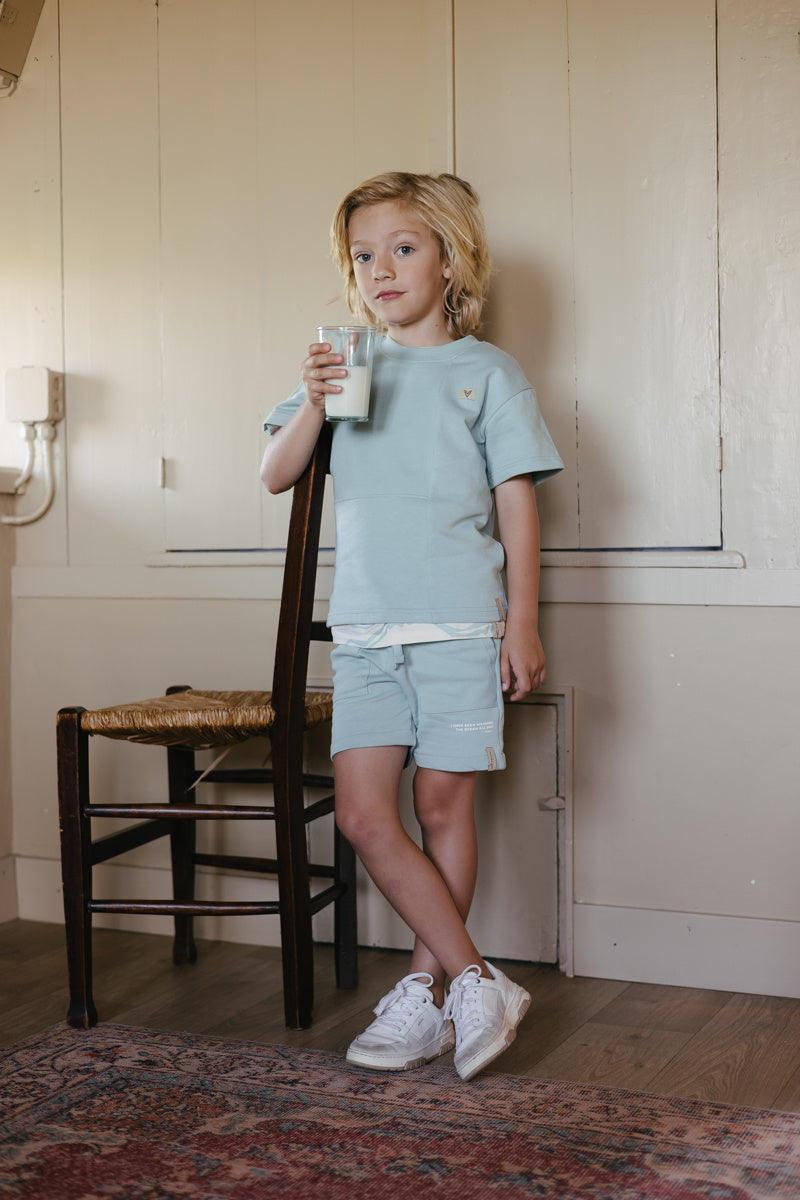LEVV korte broek jongen Bryson short Dark Petrol aquablauw