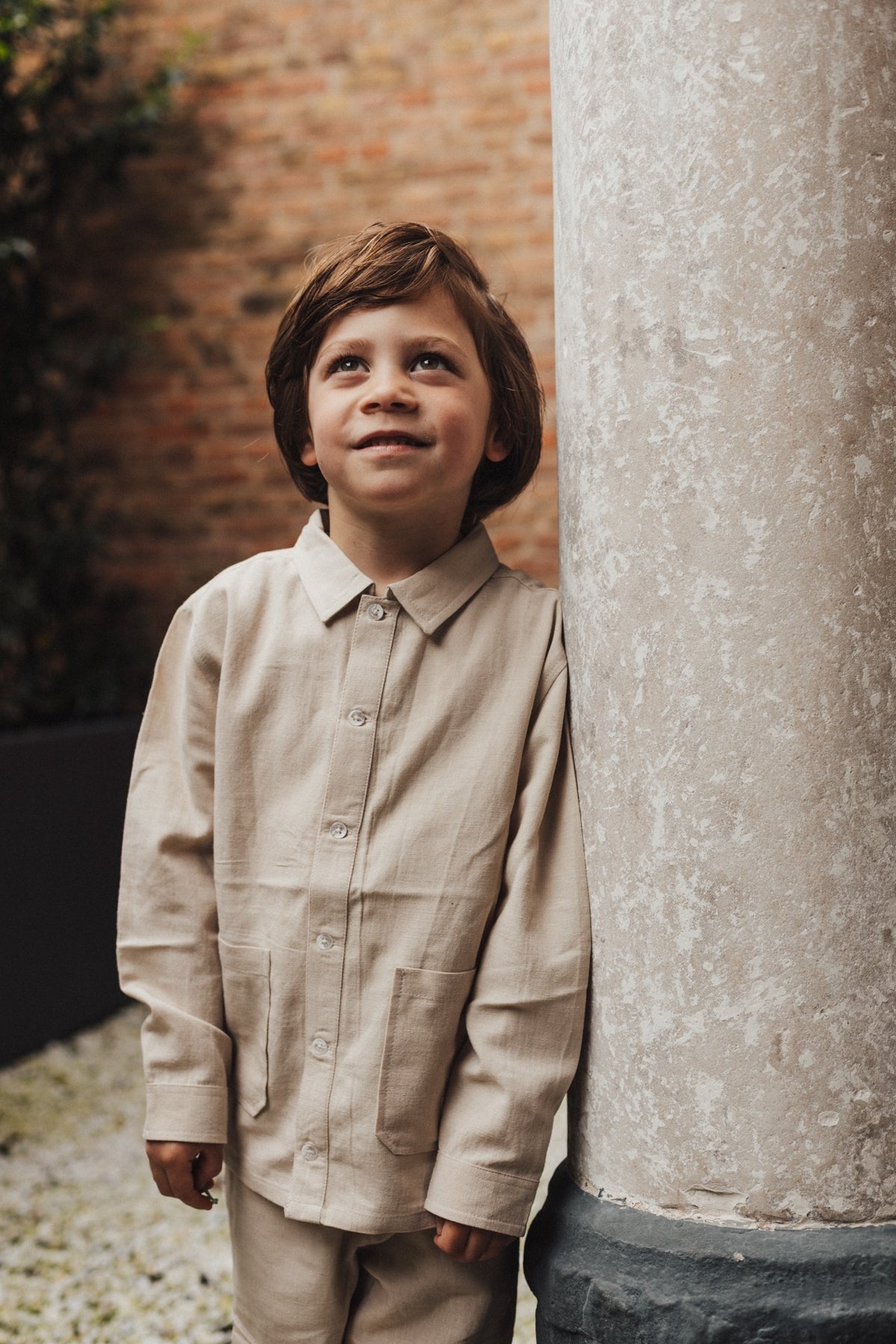 BAJE blouse lange mouw jongen Mace Beige (valt groot)