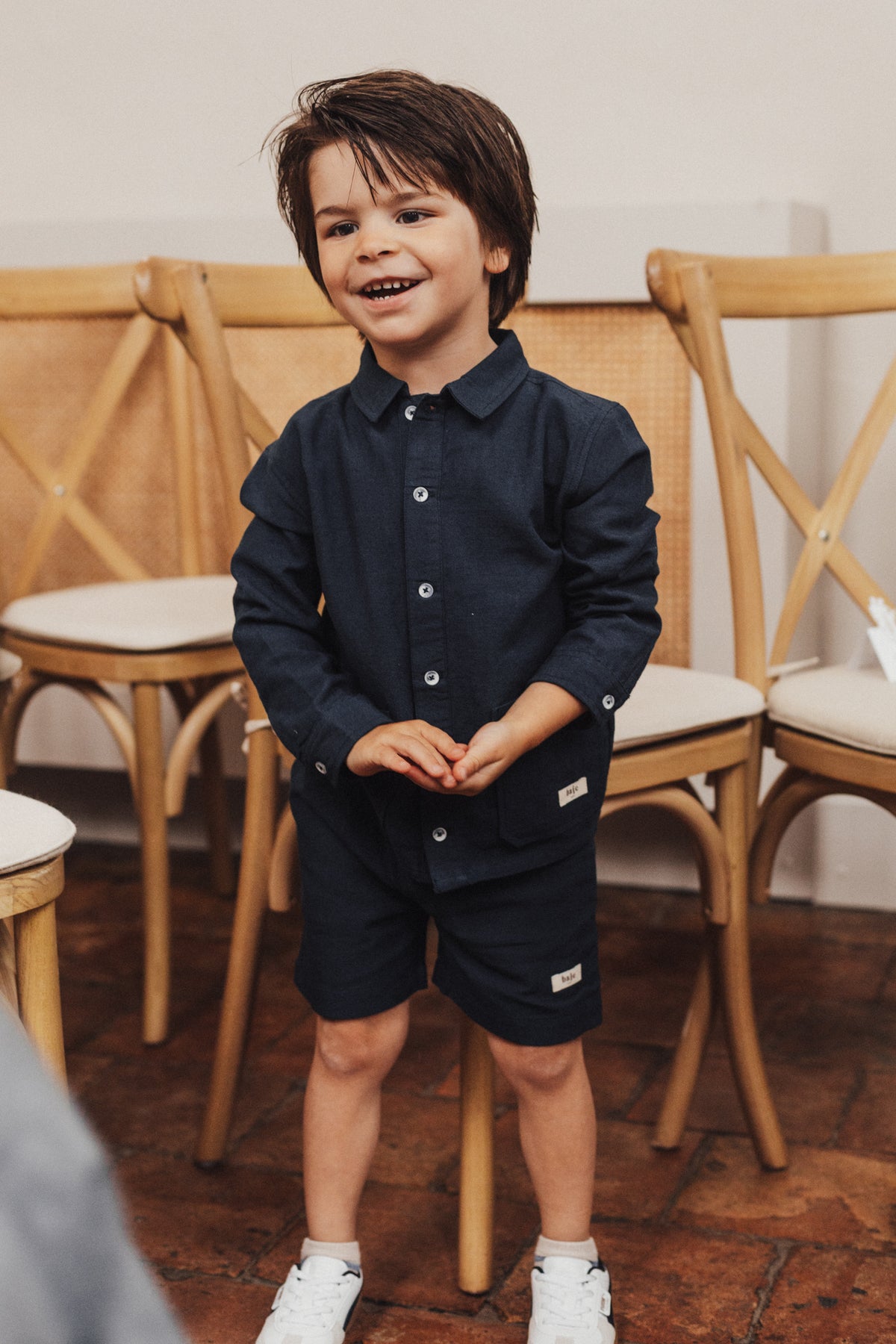BAJE blouse korte mouw jongen Moises Blue Dark blauw (valt groot)