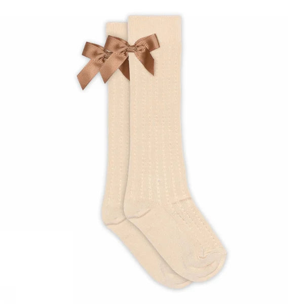MP Denmark | Liva Knee Socks - bow | Ecru