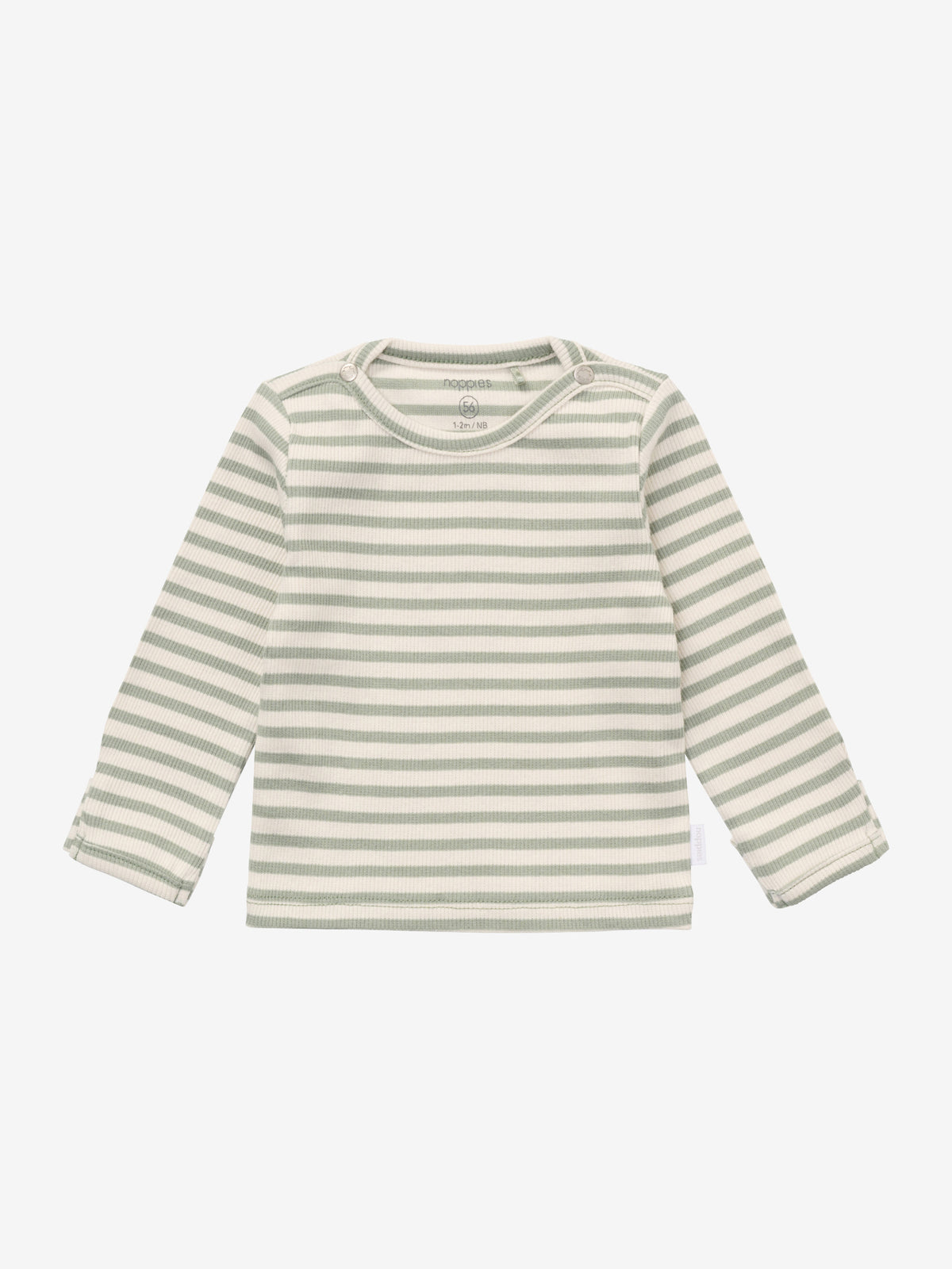 Noppies gestreepte longsleeve baby Iceberg Green (licht mintgroen)