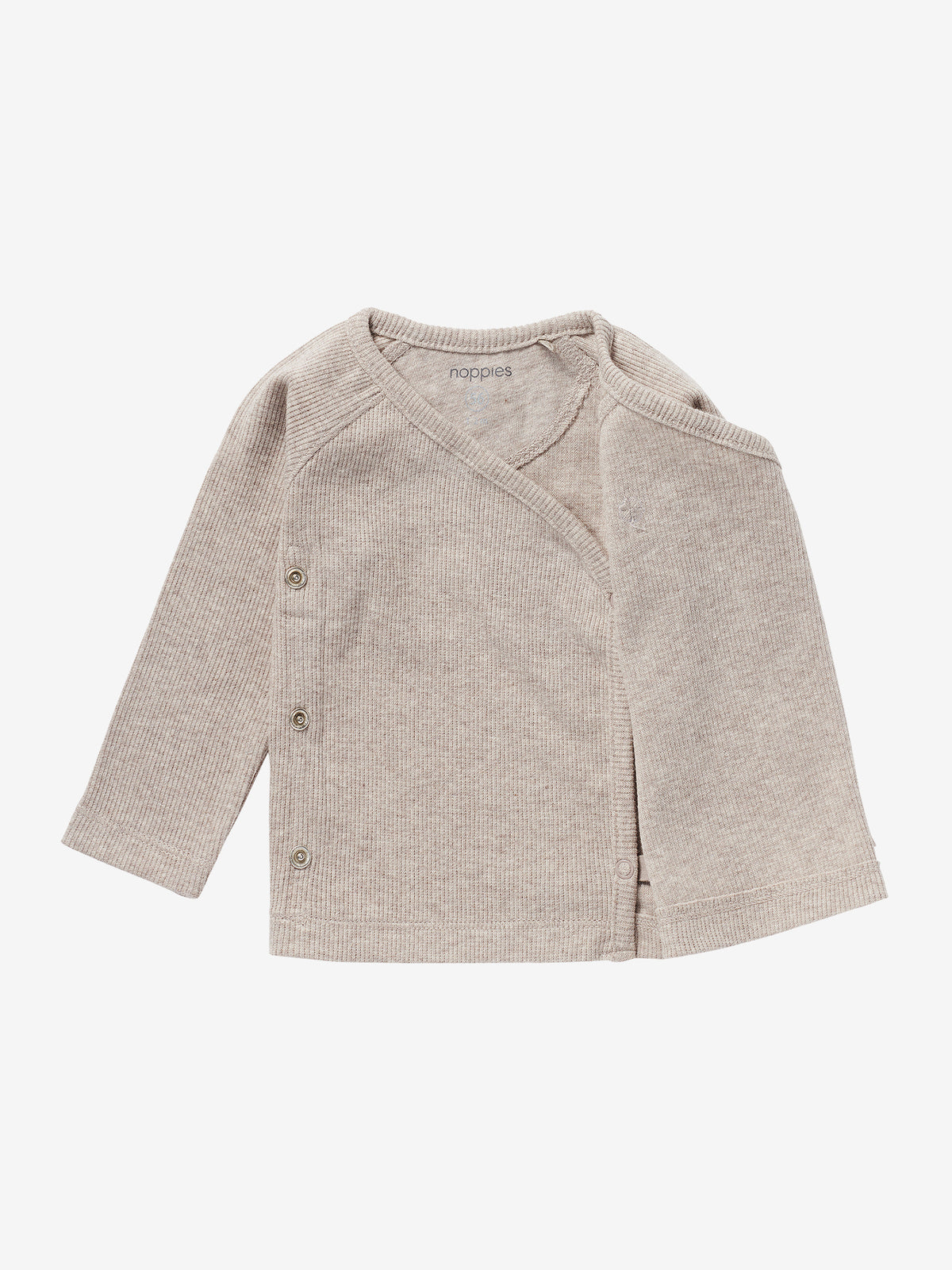 Noppies rib overslagshirt baby Nanyuki Taupe Melange (taupe gemêleerd)