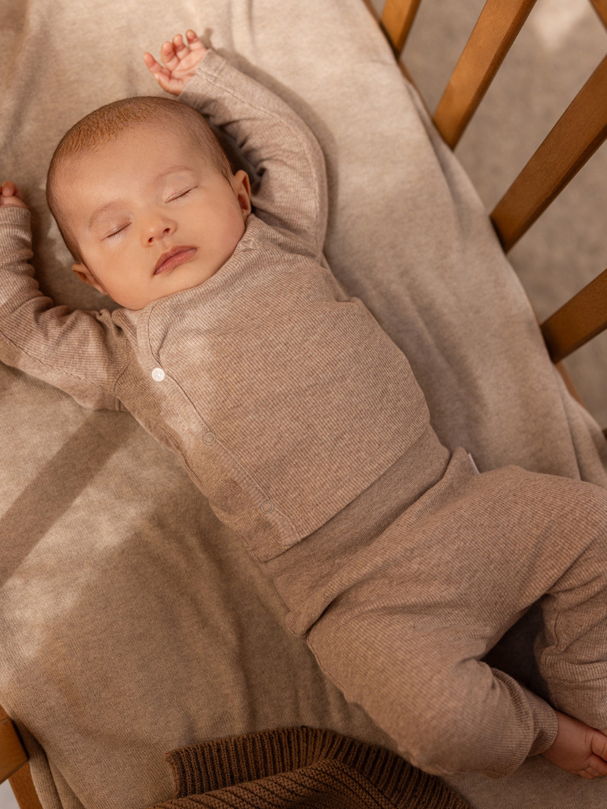 Noppies rib overslagshirt baby Nanyuki Taupe Melange (taupe gemêleerd)