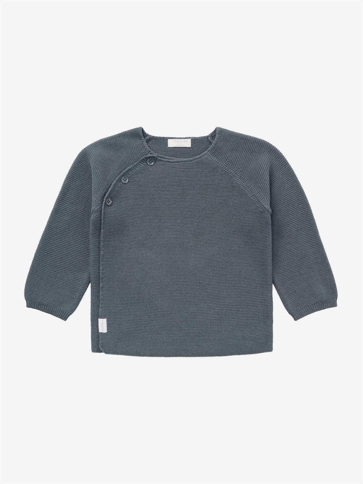 Noppies gebreid overslagvest baby Pino Stormy Weather (blauwgrijs)