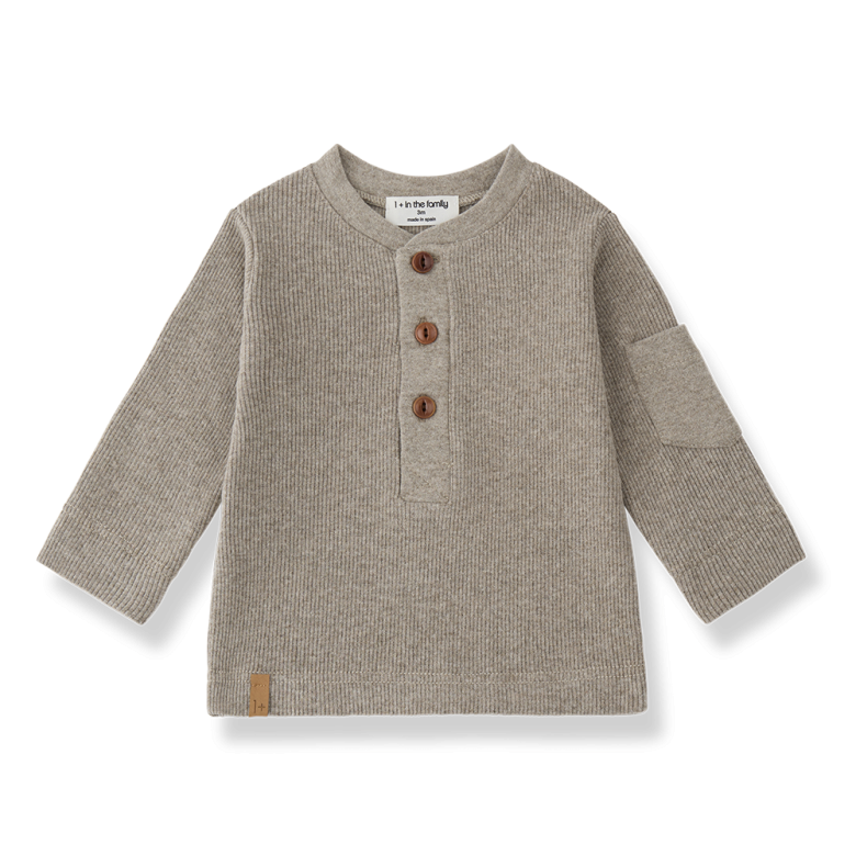 1+ IN THE FAMILY T-shirt Cuneo Canapa (taupe melange)