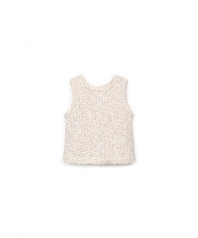 PLAY UP piqué top meisje Bio Resin (beige)