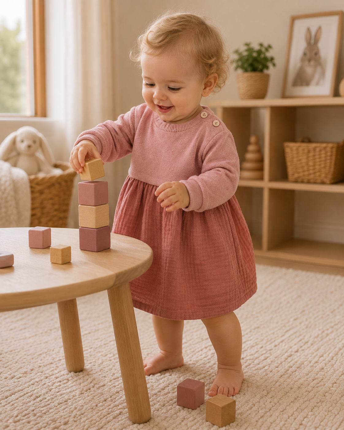 PLAY UP fleece jurk meisje Yarn Pink (oudroze)