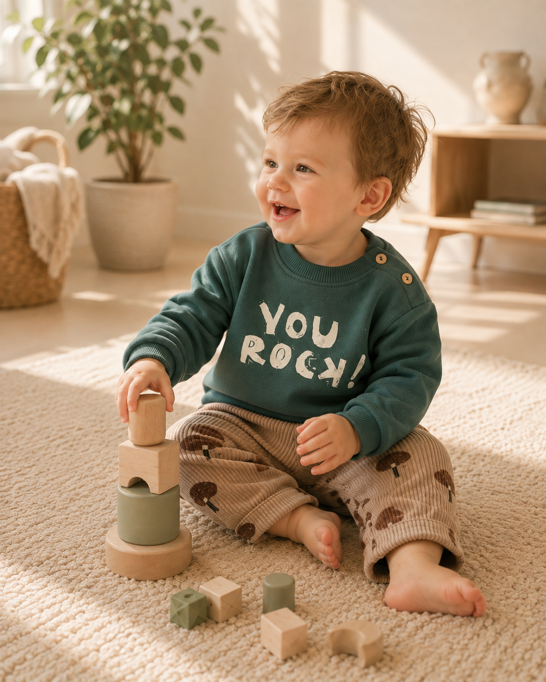 PLAY UP fleece sweater trui kind Fiber Green (groen)