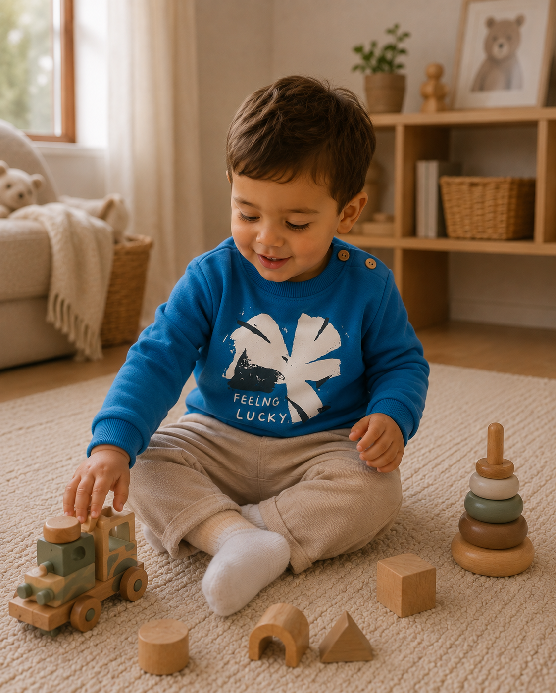 PLAY UP fleece sweater trui kind Kroh Blue (blauw)
