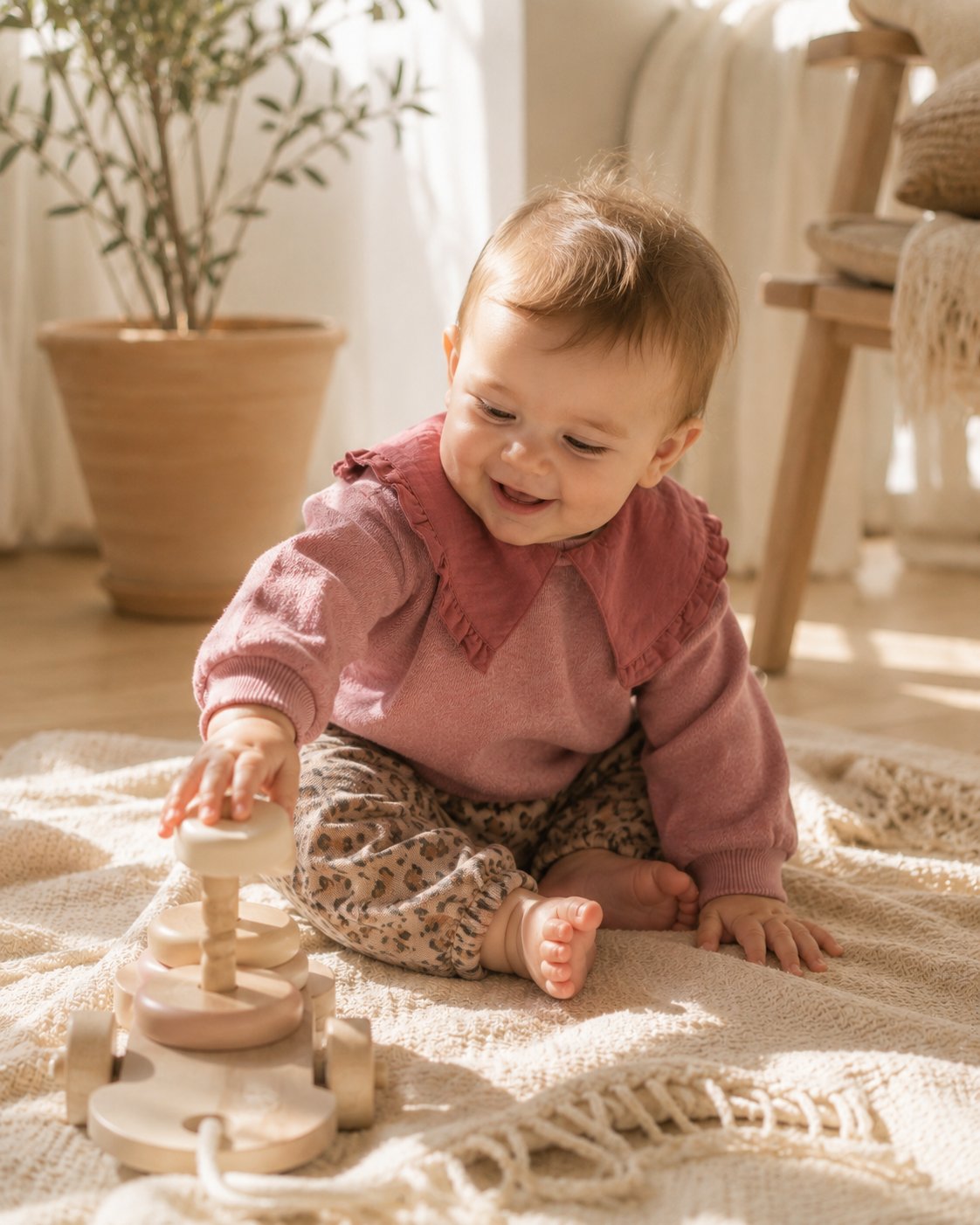 PLAY UP fleece sweater trui meisje Yarn Pink (oudroze)