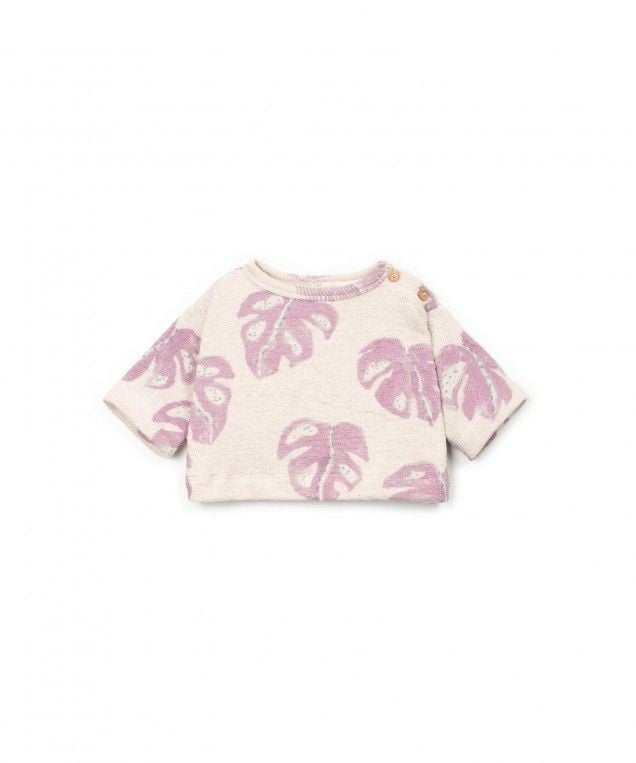 PLAY UP trui meisje Printed Jersey Monstera (lichtbeige met paarse print)