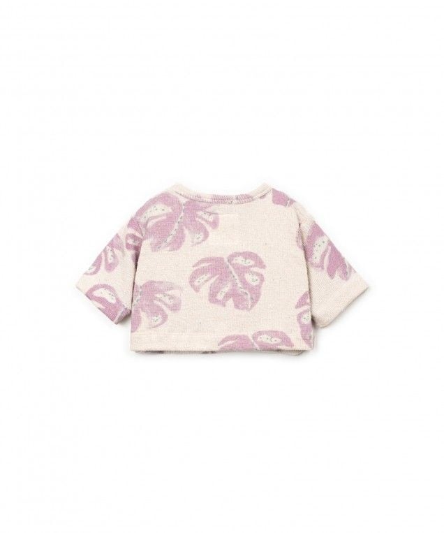 PLAY UP trui meisje Printed Jersey Monstera (lichtbeige met paarse print)