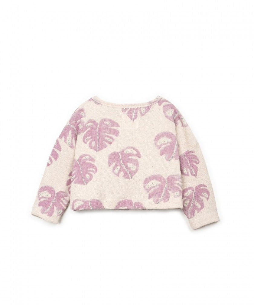 PLAY UP trui meisje Printed Jersey Monstera (lichtbeige met paarse print)