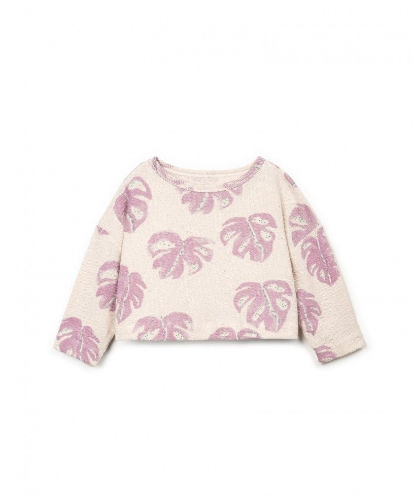 PLAY UP trui meisje Printed Jersey Monstera (lichtbeige met paarse print)