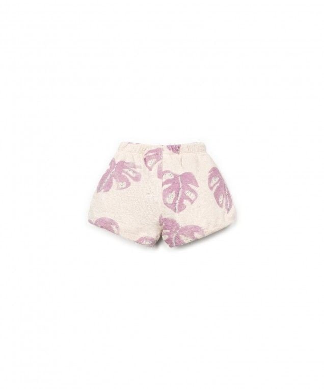 PLAY UP korte broek meisje Printed Jersey Monstera (lichtbeige met paarse print)