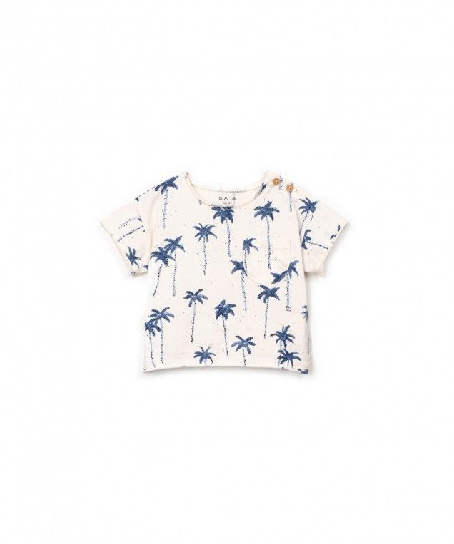 PLAY UP T-shirt jongen Printed Jersey Bio Resin Palm (beige met palmprint)