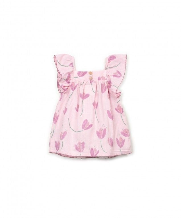 PLAY UP jurk meisje Printed Woven Margarida (lichtroze met bloemenprint)