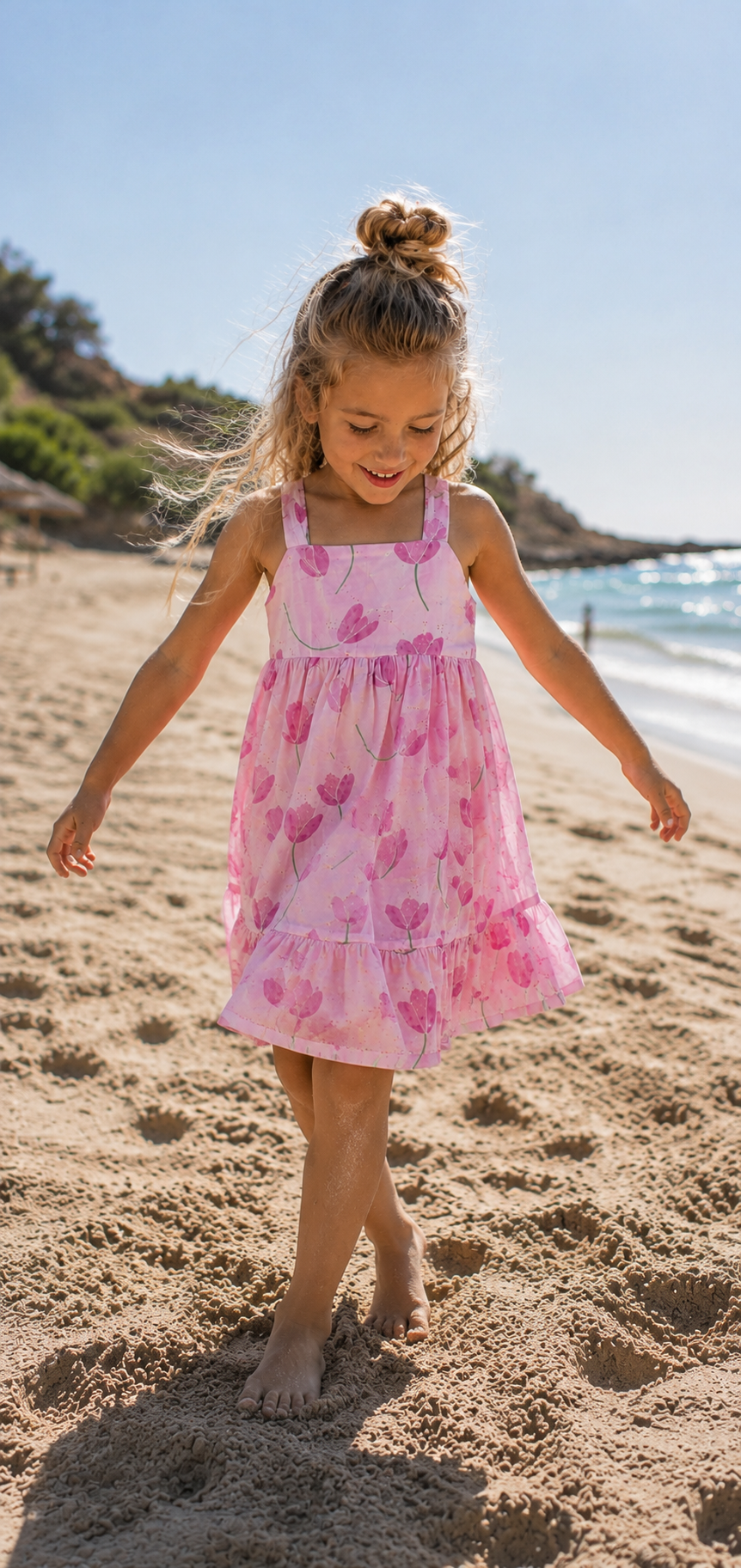 PLAY UP jurk meisje Printed Woven Margarida (lichtroze met bloemenprint)