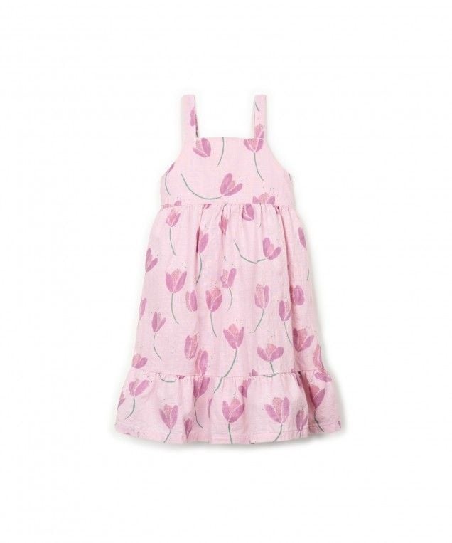 PLAY UP jurk meisje Printed Woven Margarida (lichtroze met bloemenprint)