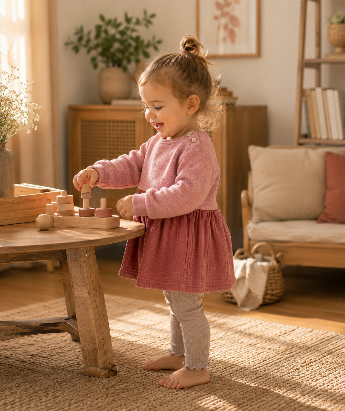 PLAY UP rib legging meisje Drawing Taupe