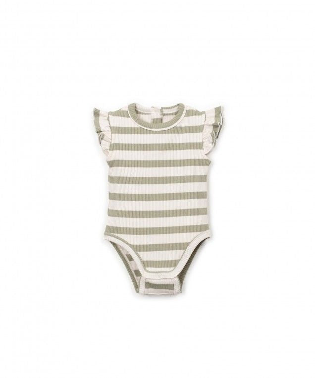 PLAY UP romper meisje rib gestreept (olijfgroen)