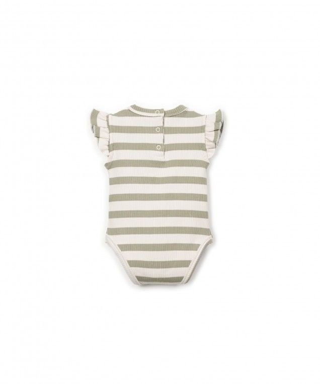 PLAY UP romper meisje rib gestreept (olijfgroen)