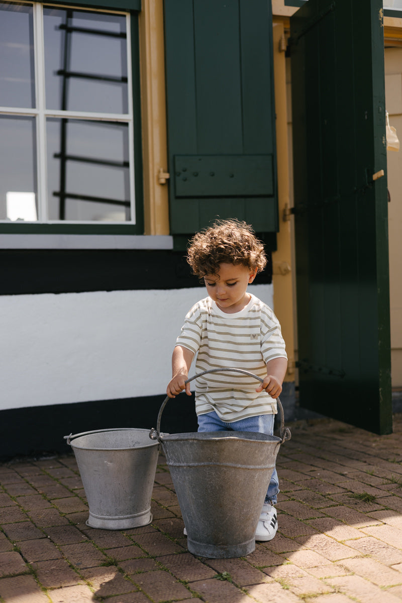 LEVV shirt jongen Bas T-shirt White Stripe wit gestreept