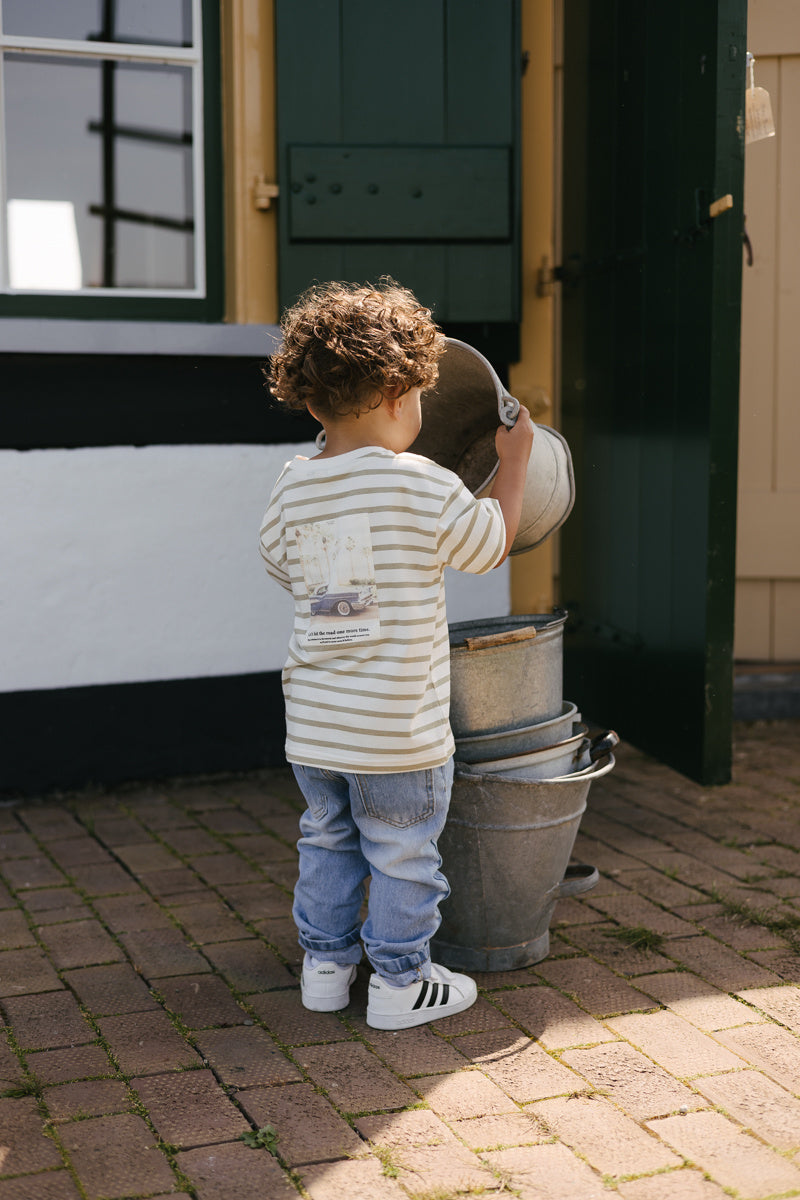 LEVV shirt jongen Bas T-shirt White Stripe wit gestreept