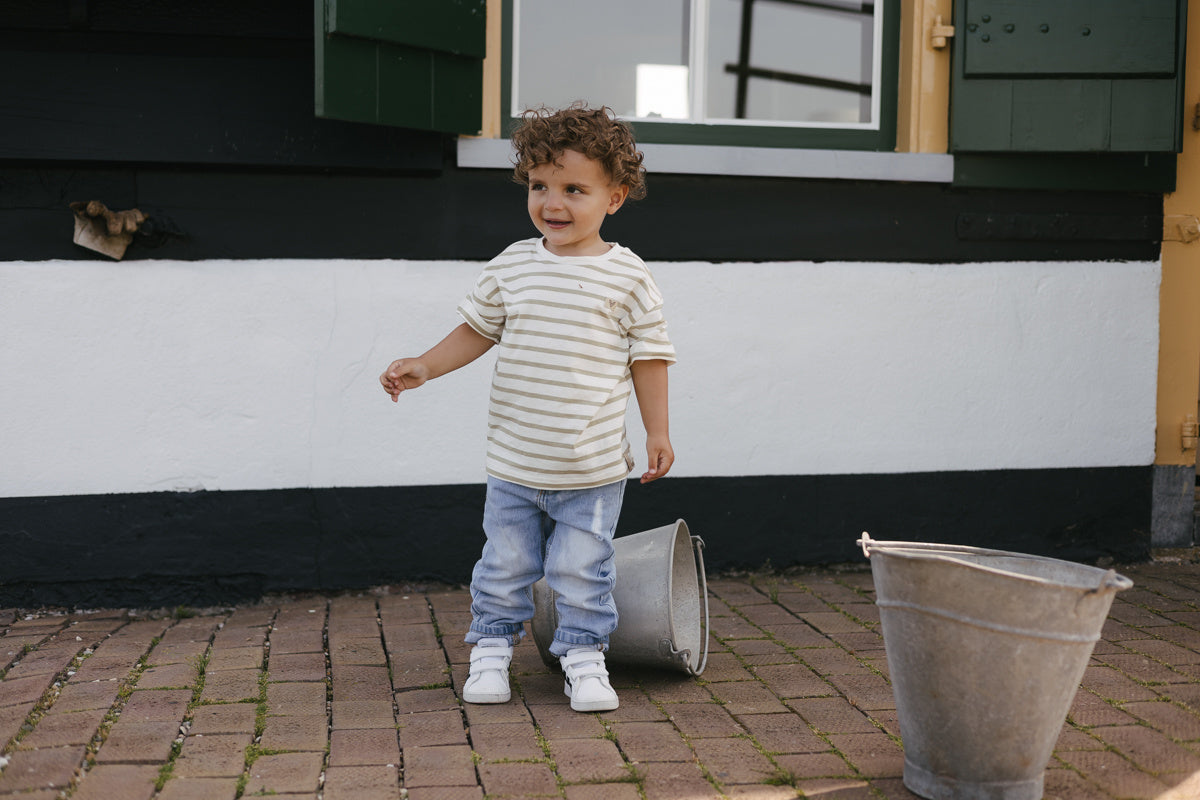 LEVV shirt jongen Bas T-shirt White Stripe wit gestreept