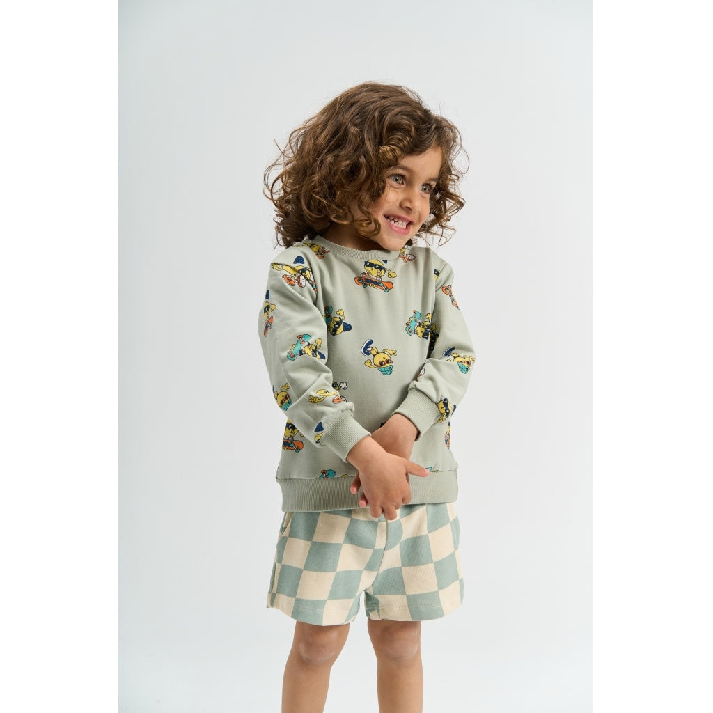 The New korte broek kind Sebastian Aqua Grijs (aqua grijs, met print)