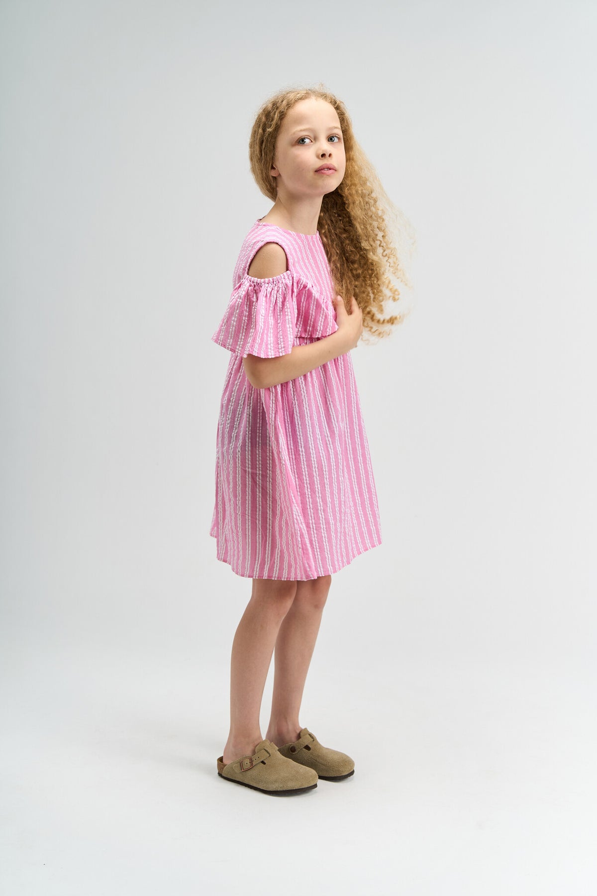 The New jurk kind Shirley Carmine Rose (lichtroze, gestreept)