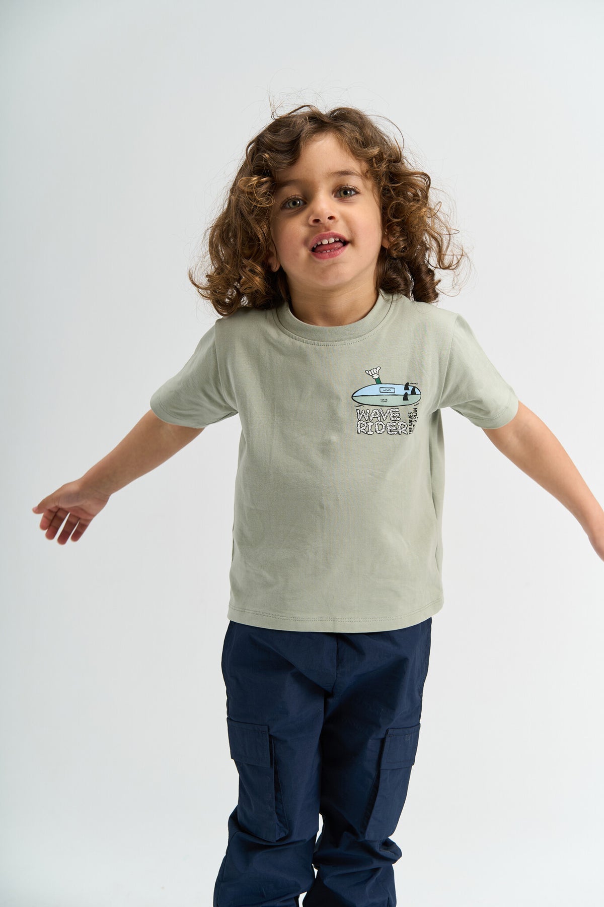 The New shirt kind Sigurd Tee Aqua Grey (aqua grijs)