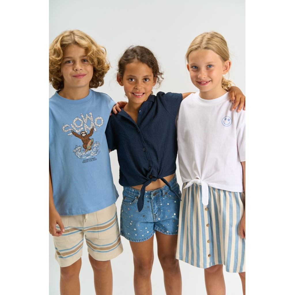 The New rok meisje Talia Skirt Forever Blue Striped (blauw gestreept)