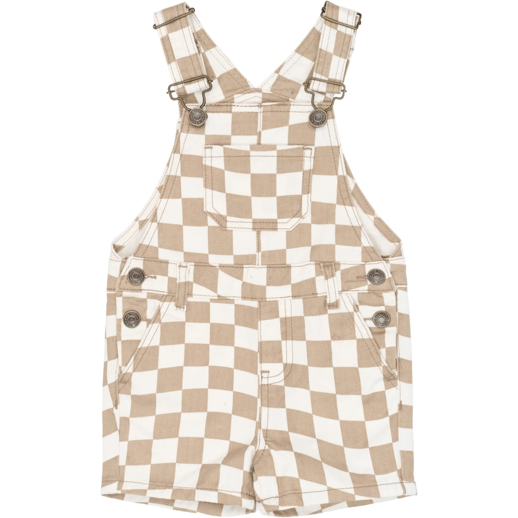 The New tuinbroek jongen Twill Dungarees Humus Check (bruin geruit)
