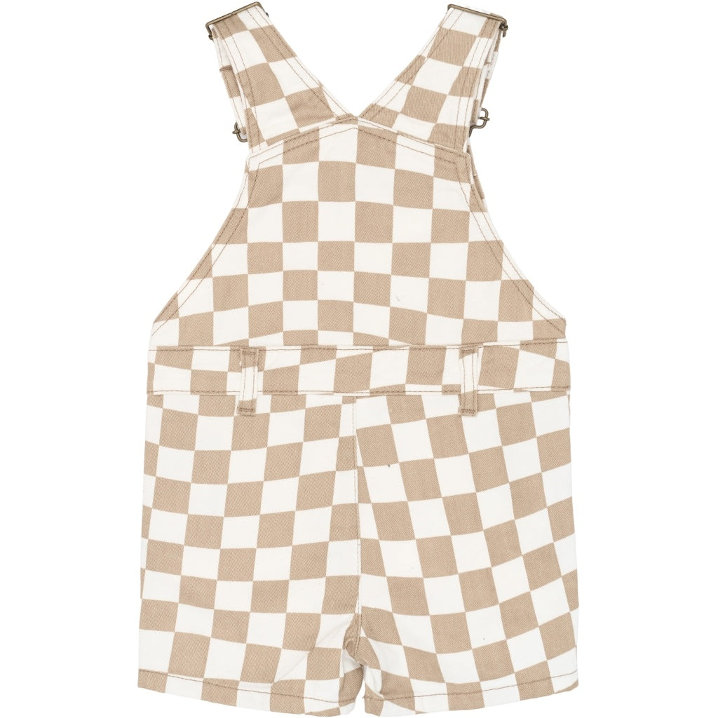 The New tuinbroek jongen Twill Dungarees Humus Check (bruin geruit)