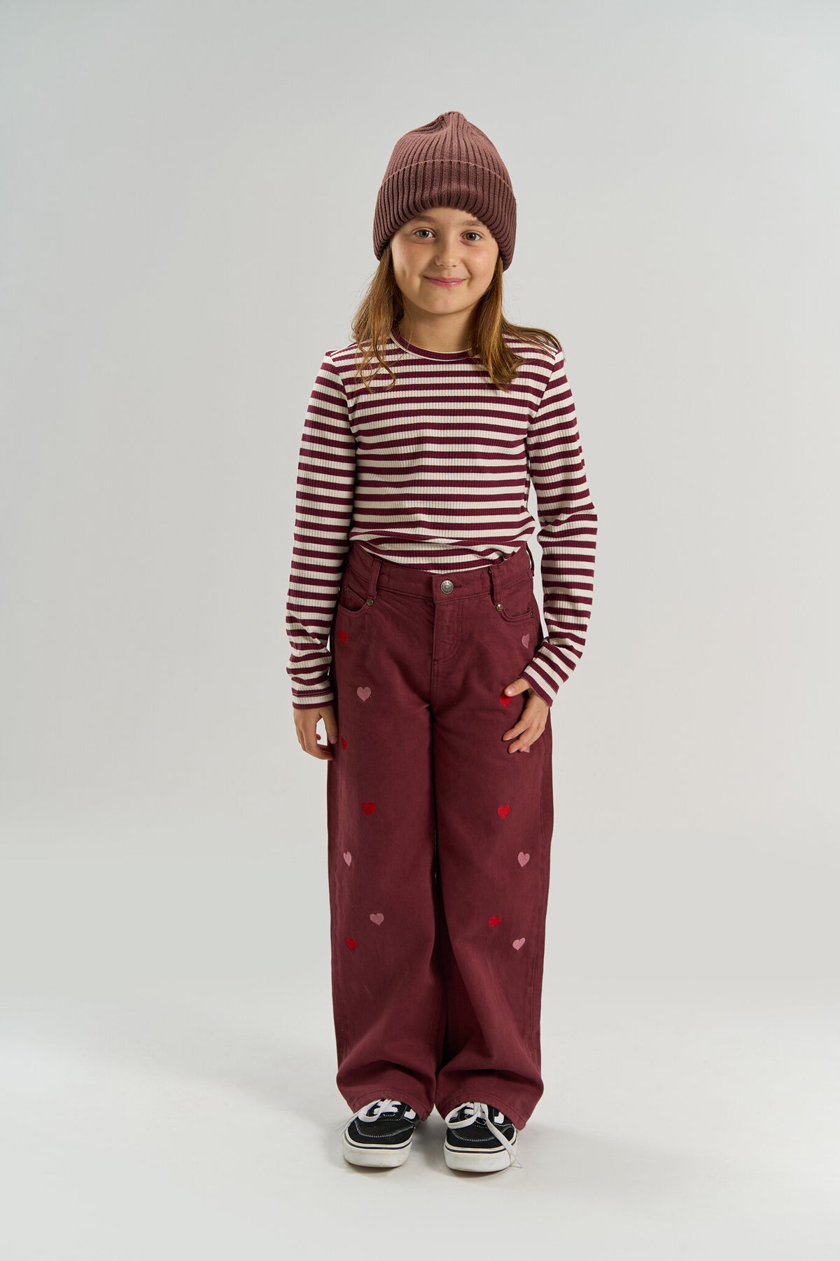THE NEW wide fit jeans meisje Valentine Burgundy (bordeaux)