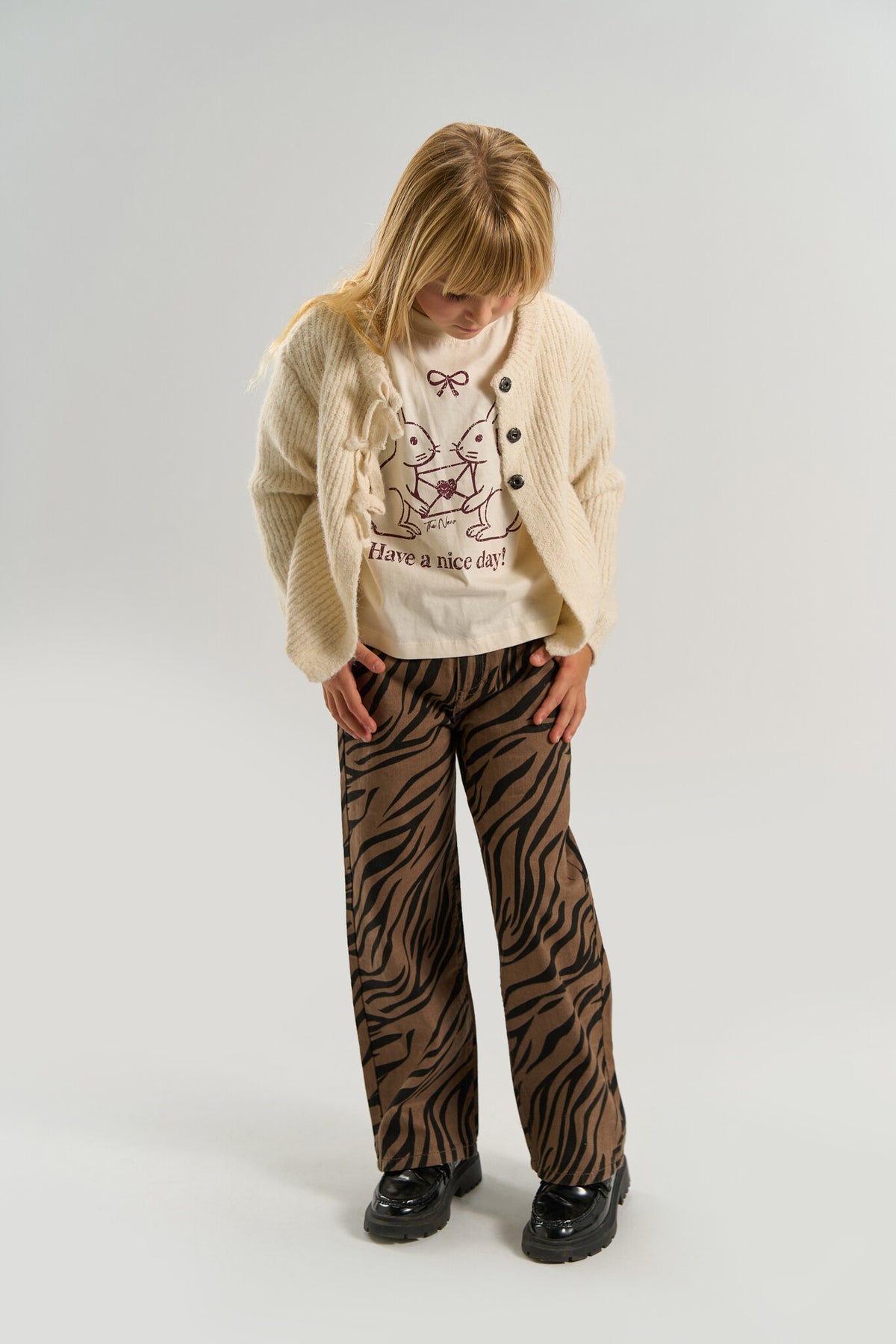 THE NEW wide fit jeans meisje Vanya Taupe Gray (taupegrijs)