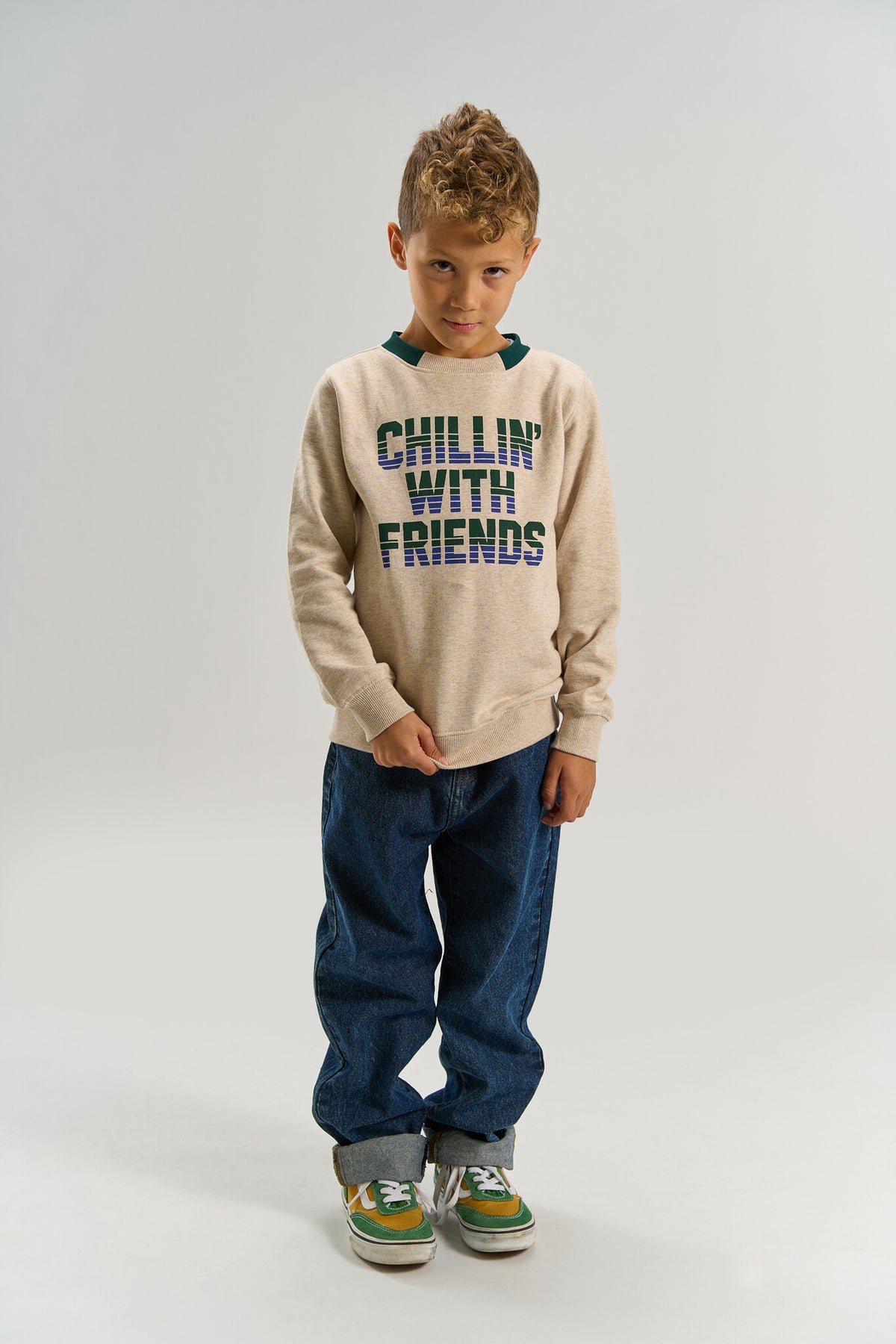 THE NEW sweater jongen Ville Oatmeal Melange (beige melange)