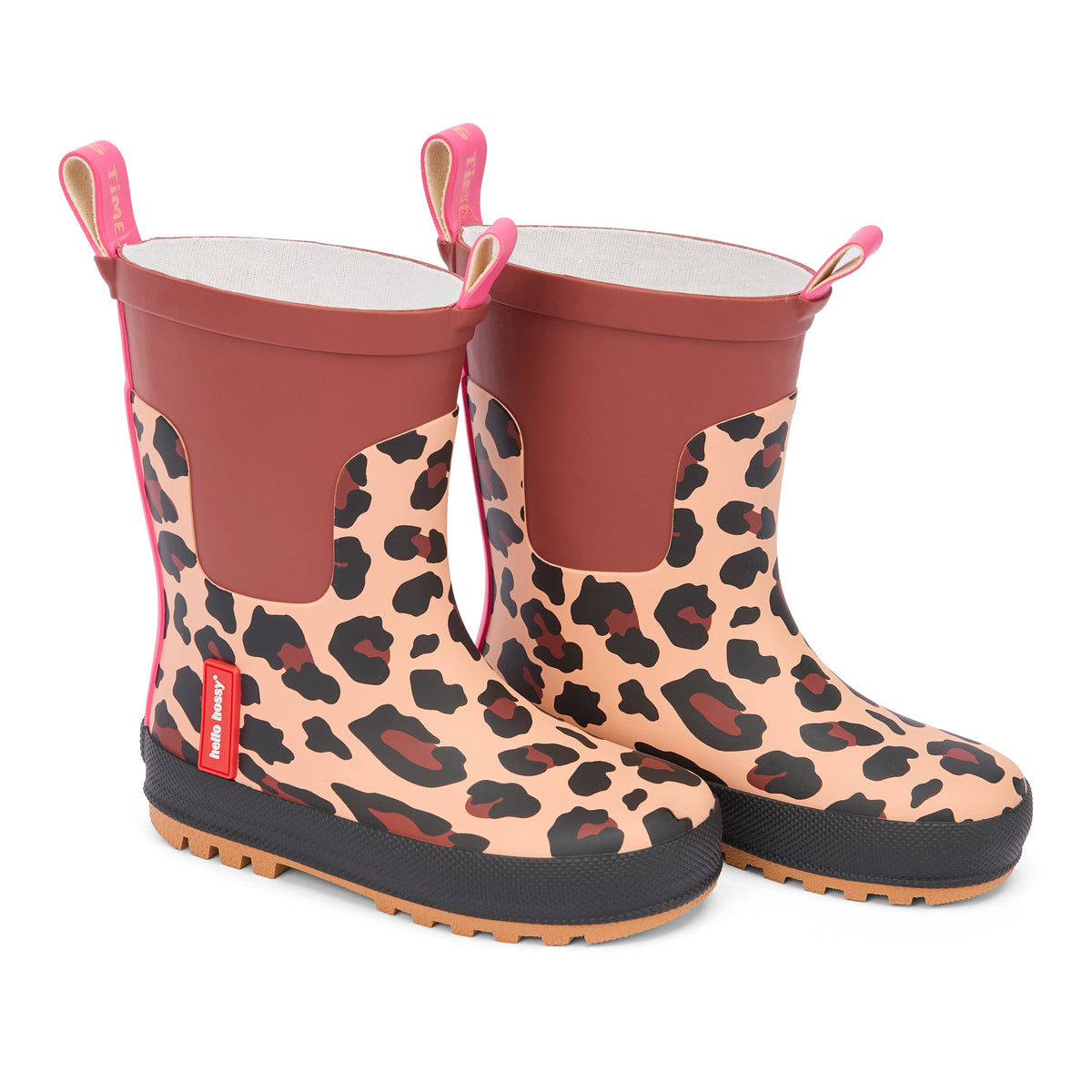 HELLO HOSSY regenlaarzen kind Leopard bruin roze luipaardprint