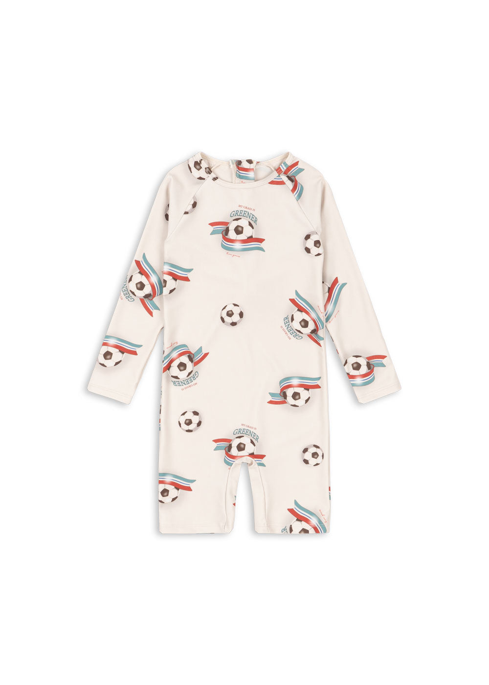 Konges Sløjd zwempak baby Aster Onesie GRS Kick It (met voetbal print)