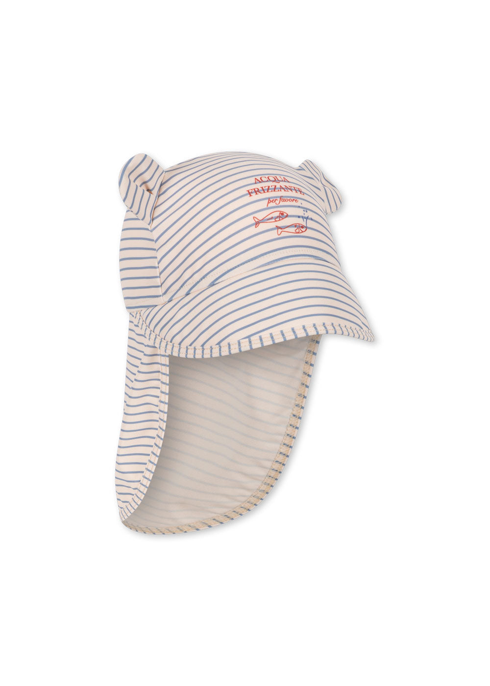 Konges Sløjd zonnepet baby Bear Aster Stripe Bluie (blauw gestreept, nekbescherming)
